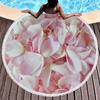 Floral Petal Print Round Beach Towel with Tassels Sand Free Quick Dry Circle Bath Towel Soft Absorbent Meditation Rug Yoga Mat