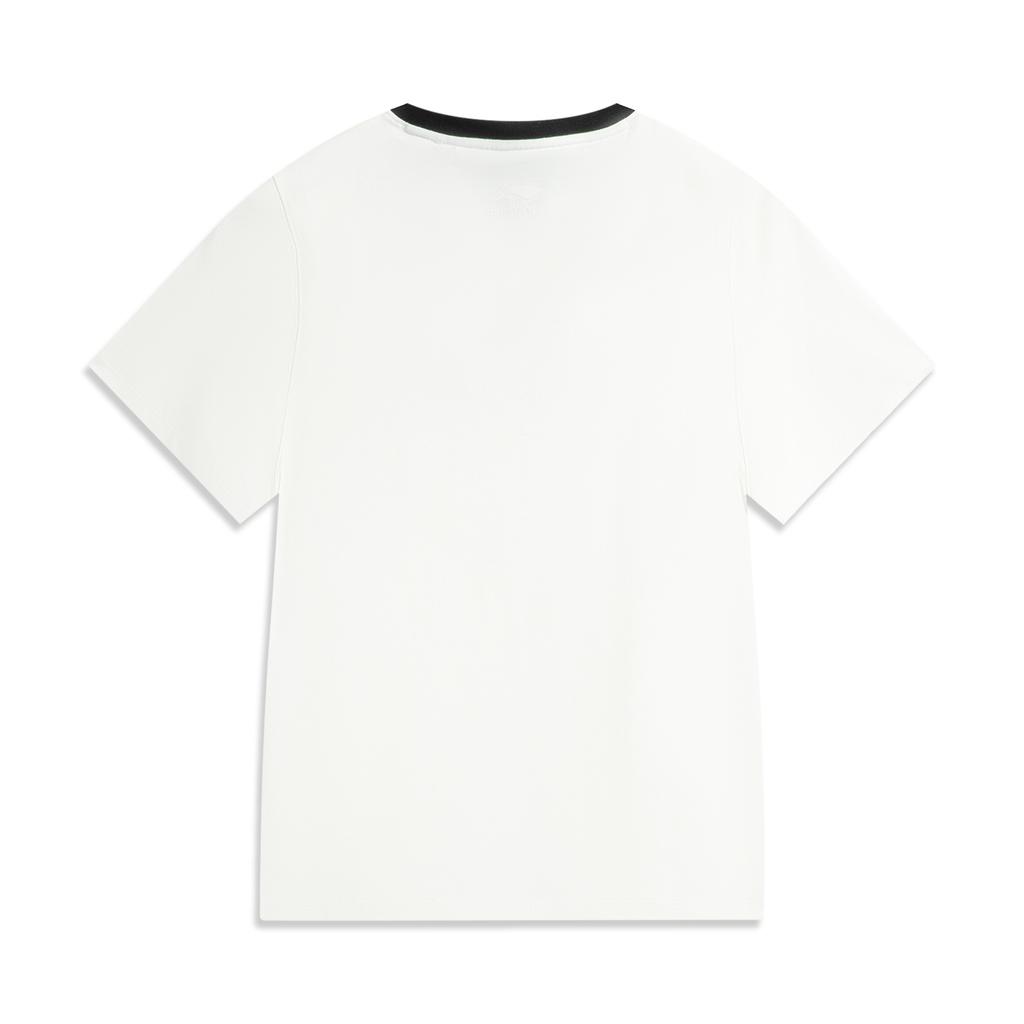 Li Ning Sports Lifestyle Series High Street American Vintage Casual Comfortable Breathable Short Sleeve T-Shirt Women T-Shirts Off-White AHSV294-1