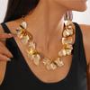 Retro Irregular Petals Necklace Gold Color Metal Choker Flower Choker Necklace  Jewelry Gift