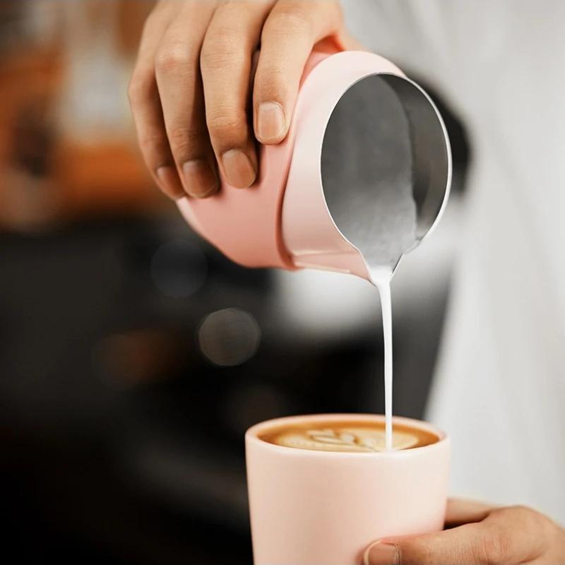 400ML Professional Milk Foam Latte Art Making Tools Milk Frothing Pitcher Handleless Stainless Steel Barista Kitchen Accessories