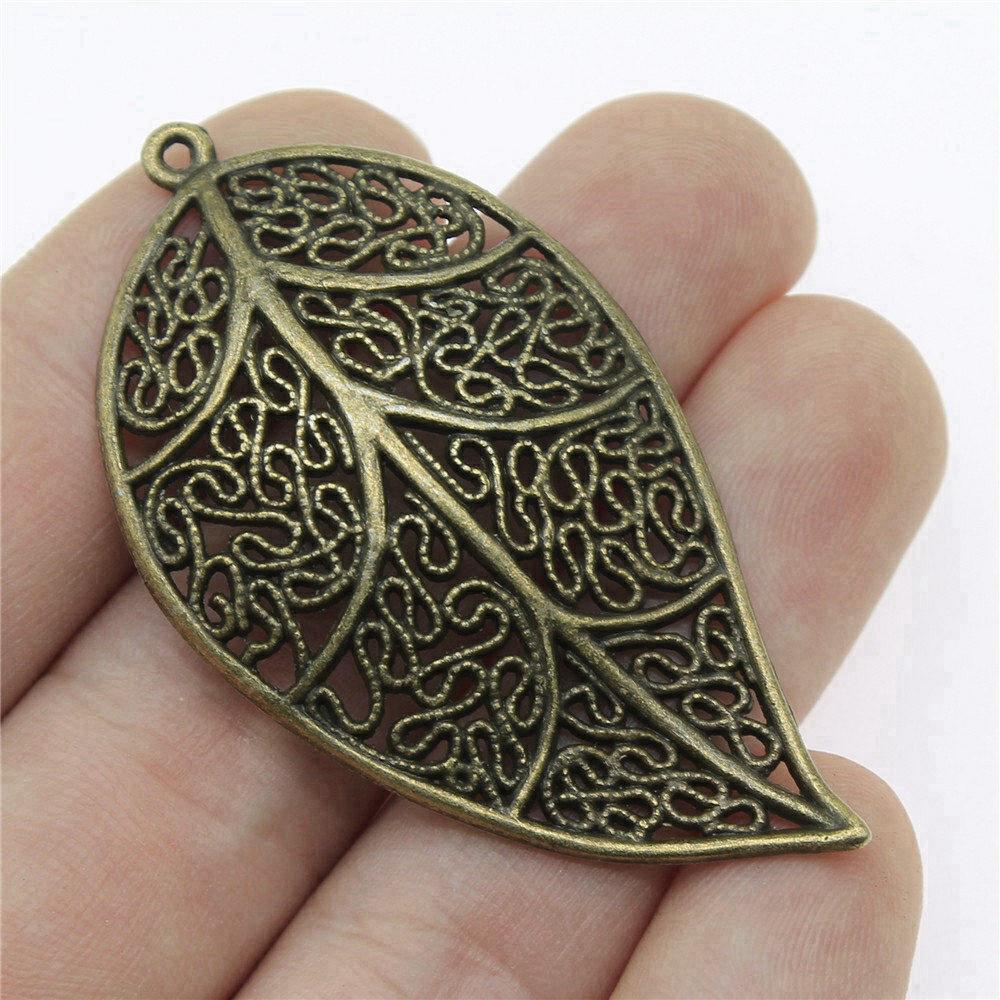 Foglie Grandi Dettagliate Fascino Botanico Bronzo Antico Lega di Zinco Materiali per la Creazione di Gioielli Stile Fabbricante di Gioielli Fascini Metallici
