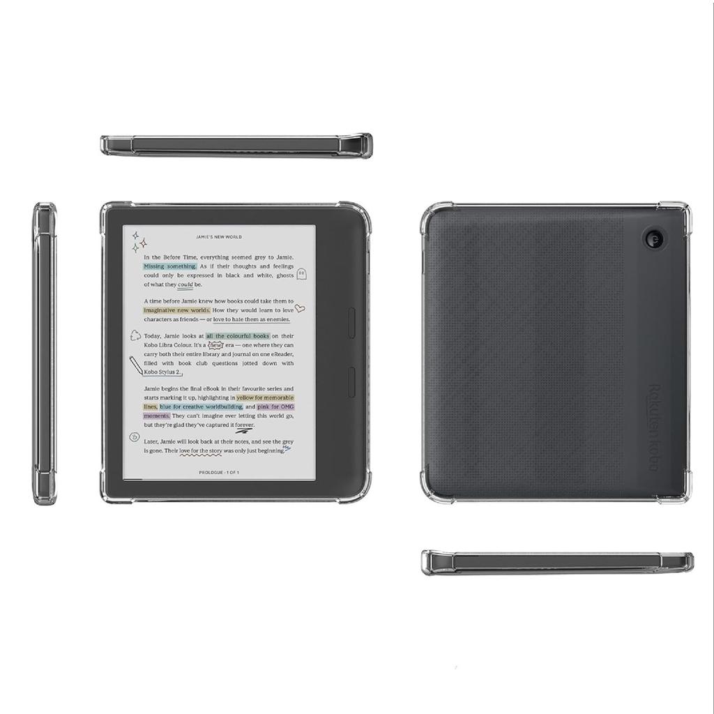 For Kobo Libra Colour Case Four Corner Protection Transparent Tablet TPU Cover