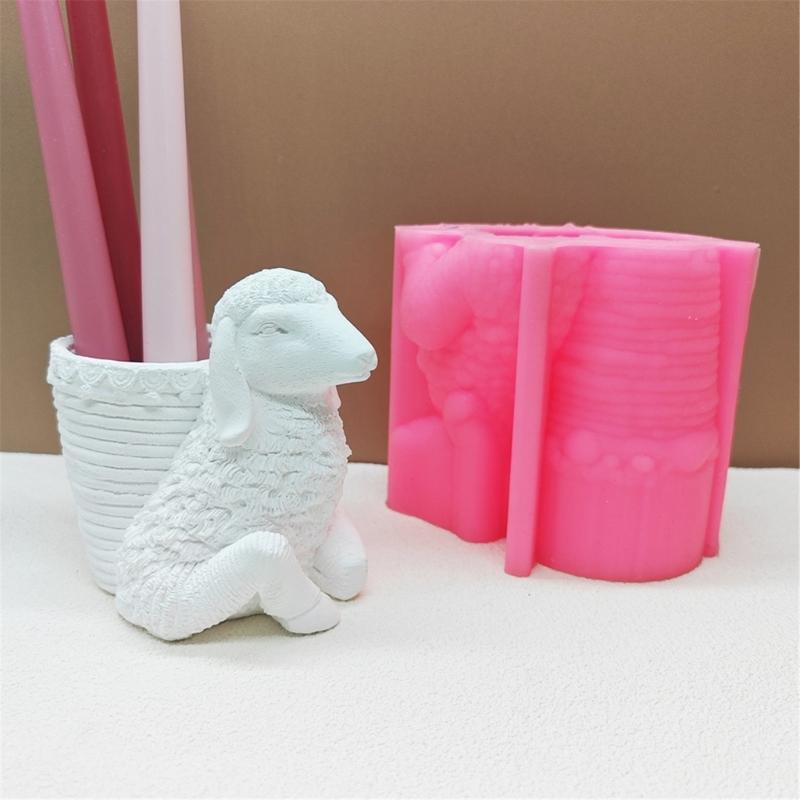 Adorable Succulent Flower Pots Mold Decorative Cartoon Sheep Silicone Ornament Mold For Succulent Planters And Pens