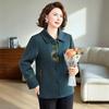 Spring Arrival: Chinese Style Embroidered Woolen Coat for Middle-Aged & Elderly Women - Loose, Stylish Cardigan