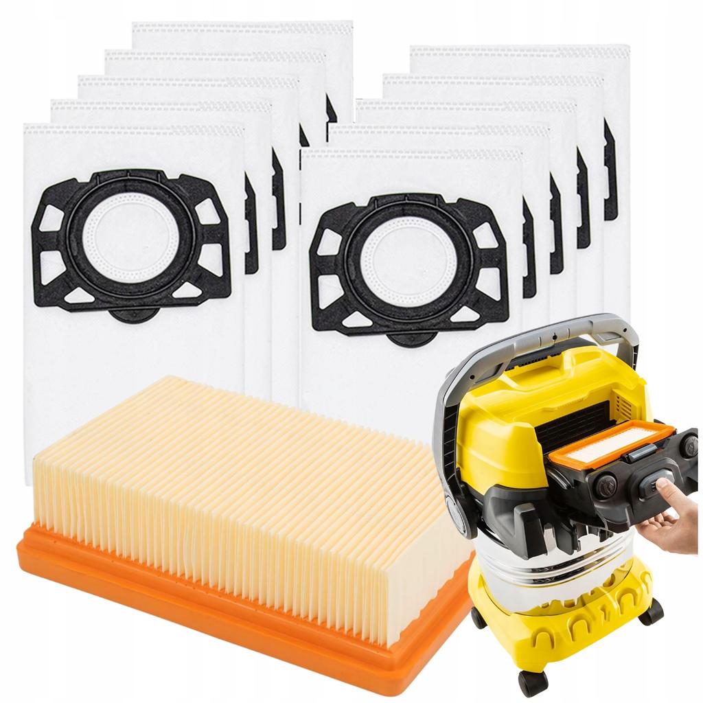 10x BAGS for KARCHER WD4 WD5 WD6 MV4 MV5 MV6 Premium VACUUM CLEANER + FILTER