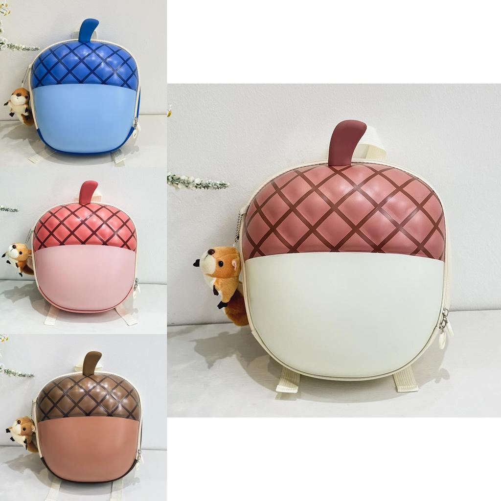 Kids Eva Material School Bag With Cartoon Acorn Shaped With Doll Pendant For Daycare And Learning
