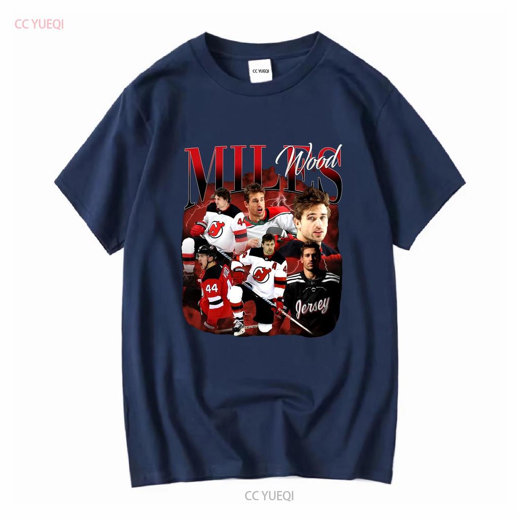 Miles Wood New Jersey Hockey T Shirt Devils Sweat long or short sleeves vintage Washed Unisex Top For Everyday Wear homme