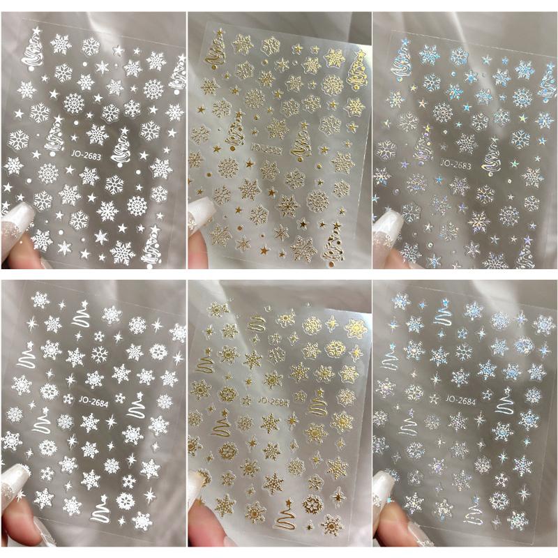 1 Sheet Christmas White Snowflakes Nail Stickers Snowflake Nail Decal Snowflake Xmas Slider