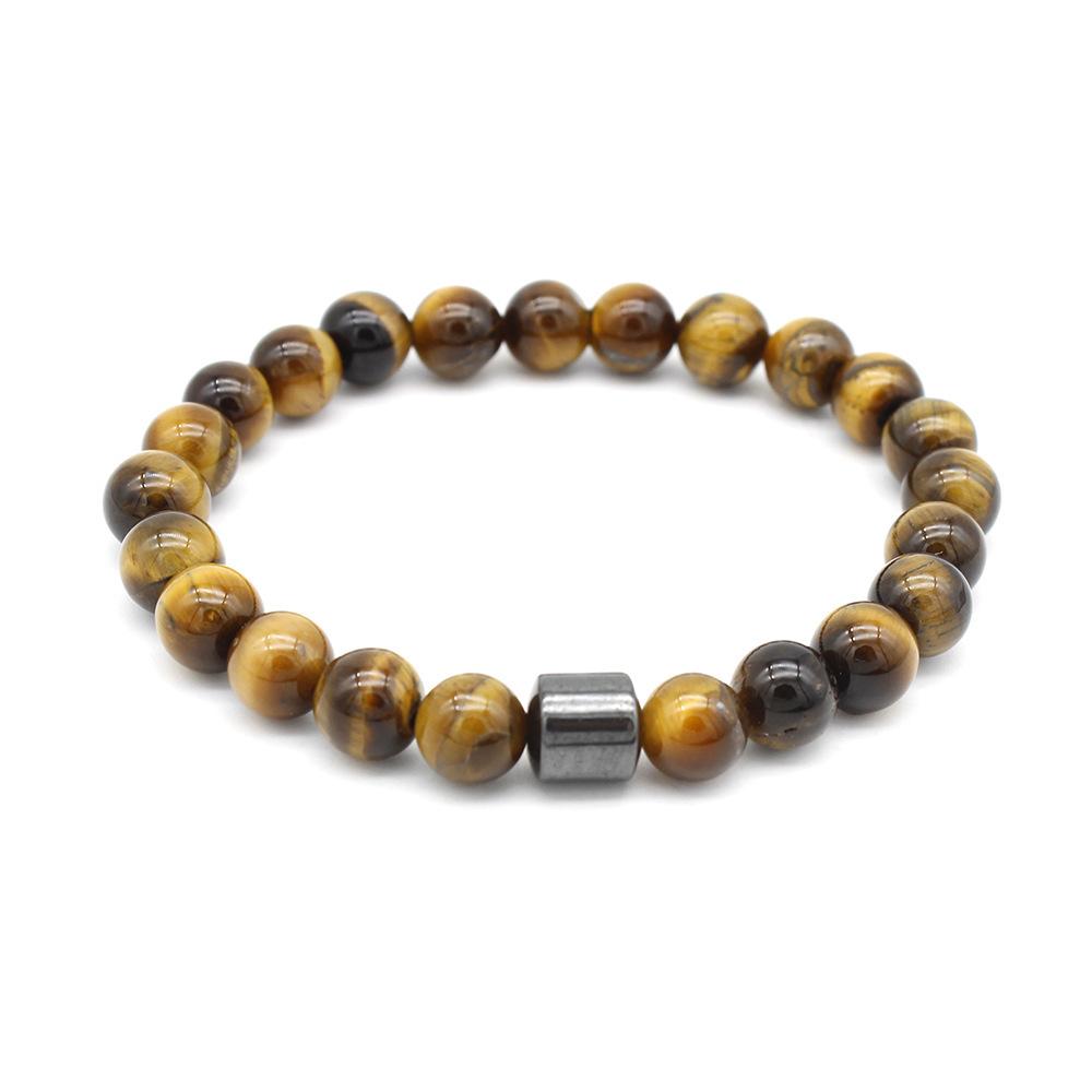 Tigeraugen Natursteinperlen Handarbeit Männer Magnetische Hämatit Accessoire Armbänder für Freund Vater Geschenk