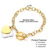 Gold Heart-Shaped Stainless Steel Engraved OT Buckle Bracelet