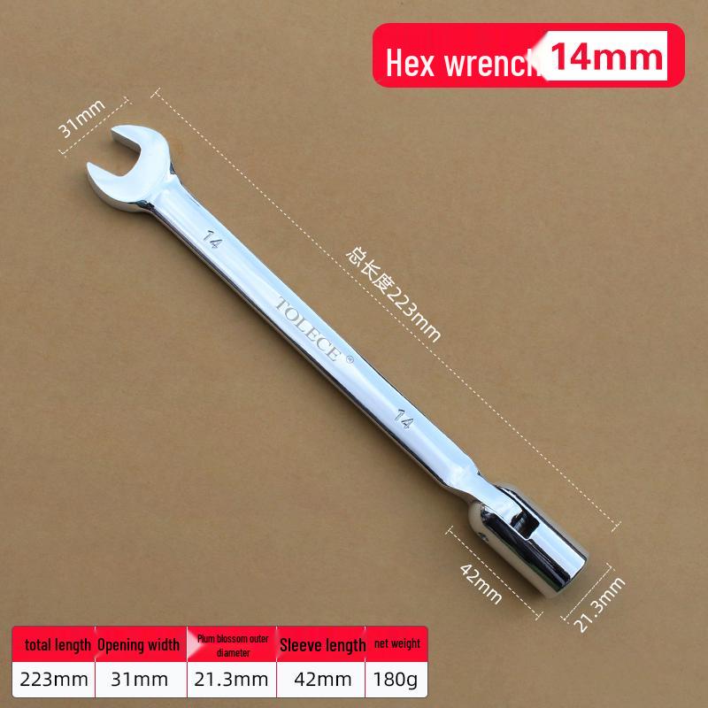 Dual-Use Ratchet Wrench 8-22mm: Double-Ended, Open-End & Socket Auto Repair Tool
