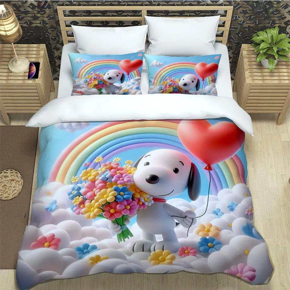 Cute Cartoon Snoopy Bedding Sets Exquisite Bed Supplies Set Duvet Cover Bed Comforter Set Bedding Set Luxury Birthday Gift