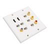Ethernet Wall Plate HD Multimedia Interface CAT6 TV F Head RCA Coax Ethernet Wallplate for Home Offi