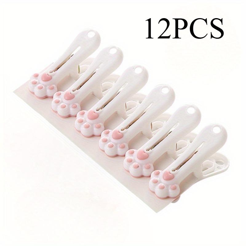 

12Pcs Cute Cat Claw Clothespins Windproof Clothes Pegs Household Towel Underwear Socks Hanging Clips Kawaii Snacks Sealing Clip