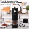 Electric Pepper or Salt Grinder, COKUNST USB Rechargeable Automatic Pepper Grinder with Visual Silo & LED Light, Black Pepper Grinder Mill Refillable