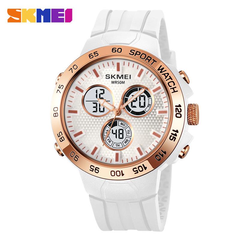 

Часы мужские студенческие трендовые спортивные электронные часы с будильником водонепроницаемые светящиеся многофункциональные электронные часы белый