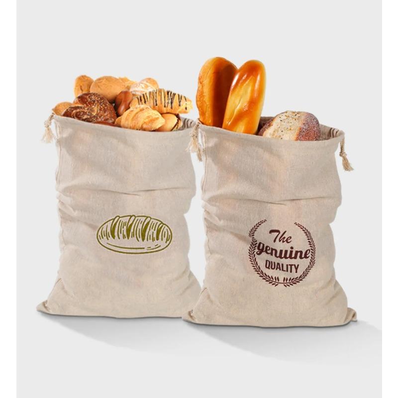 Linen Bread Bags Reusable Drawstring Bag For Loaf Homemade Artisan Bread Storage Bag Linen Bread Bags For Baguette