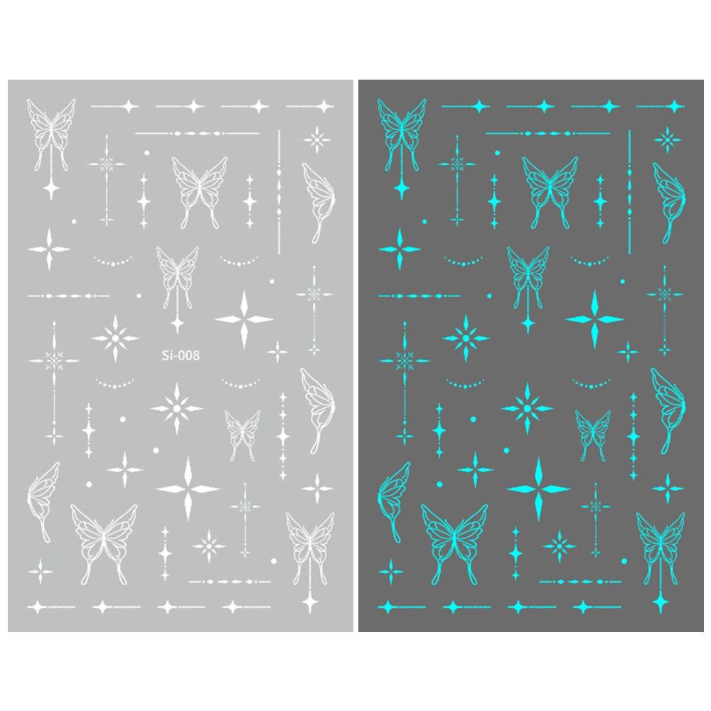 2026 Luminous Green & Blue Nail Stickers for Professional Salons - White-Enhancing Style