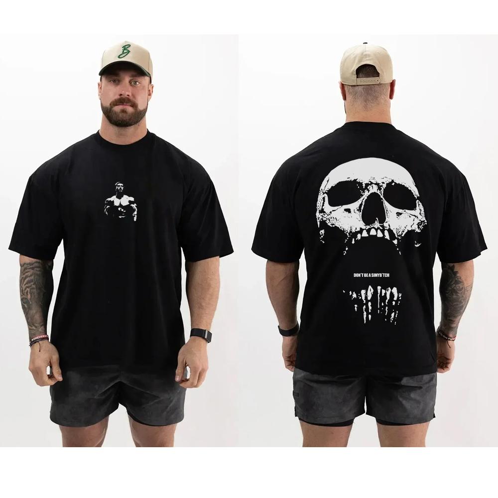 

Skull Men Cotton TShirt Summer Short Sleeve Casual Loose Graphic Streetwear Vintage Gym Trendy Retro - Men s Summer Cotton Gr... S разноцветный