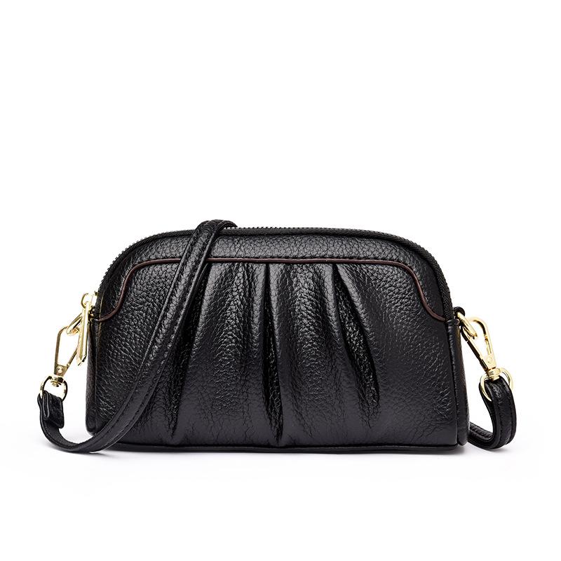 Small Square-shaped Lady's Lightweight Single-shoulder Pleated Mini Change Purse Mobile Phone Bag Shoulder Bag