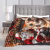 Cat Selfie with Santa Warm Soft Blanket  Kids Adult Plush Throw Blanket Fashion Couch Chair Flannel Bedspread Sofa Bed Cover