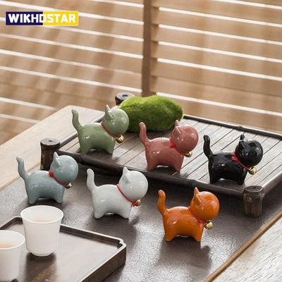 Zwierzątko do herbaty Ozdoby ceramiczne Złocone Butikowe Akcesoria na stolik do herbaty Kotek Kreatywna ceramika Urocza ozdoba kotka Zwierzę