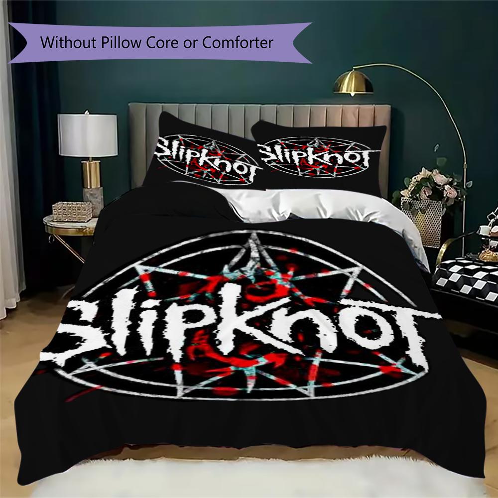 Slipknot Pattern Bedding,Quilt Set Quilt Cover Pillowcase Home Birthday Gift(1 * Duvet Cover + 2 * Pillowcase, Without Core)_lx