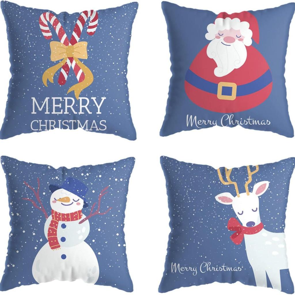 New Christmas Pillow Cushion Dwarf Elk Santa Claus Series Sofa Decoration Linen Pillow Cover