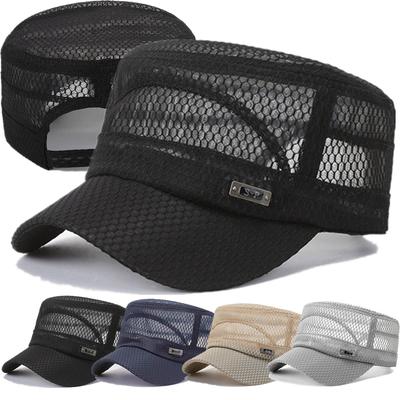 New Style Unisex Summer Cap S-P Metal Letters Sunscreen Mesh Flat Cap Fashion Outdoor Casual Breathable Hat For Men And Women