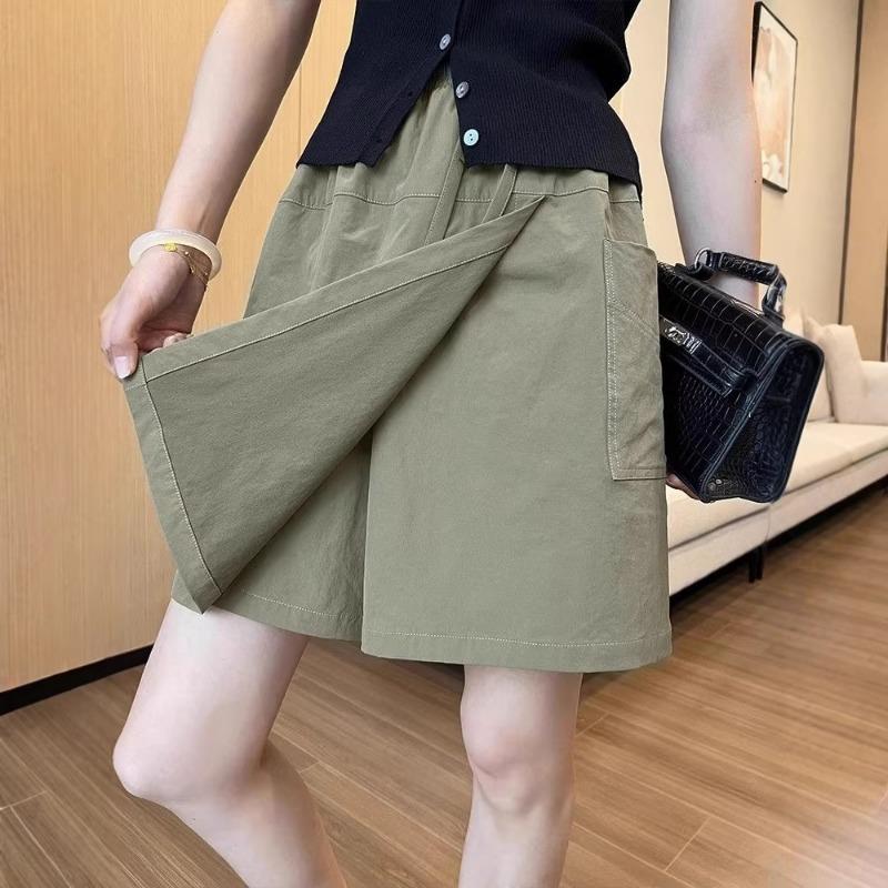 Women High Waist Cargo Skort Elastic Waist Casual Shorts With Pockets
