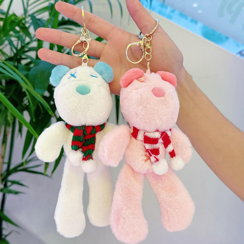 Fluid Bear Pendant Scarf & Teddy Bear Doll Keychain: Street Style Gift for Girls