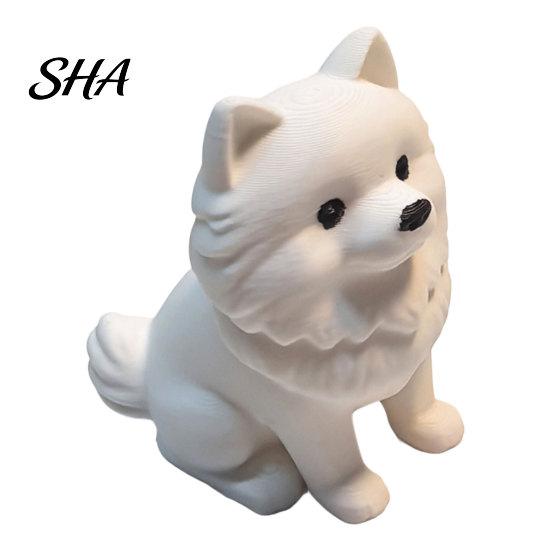 Puppy Desktop Decoration 3D Printed Pomeranian Figurine, Lifelike Dog Model, Statue, Luxury Home Decor Tabletop Animal Decorative Desk Ornament