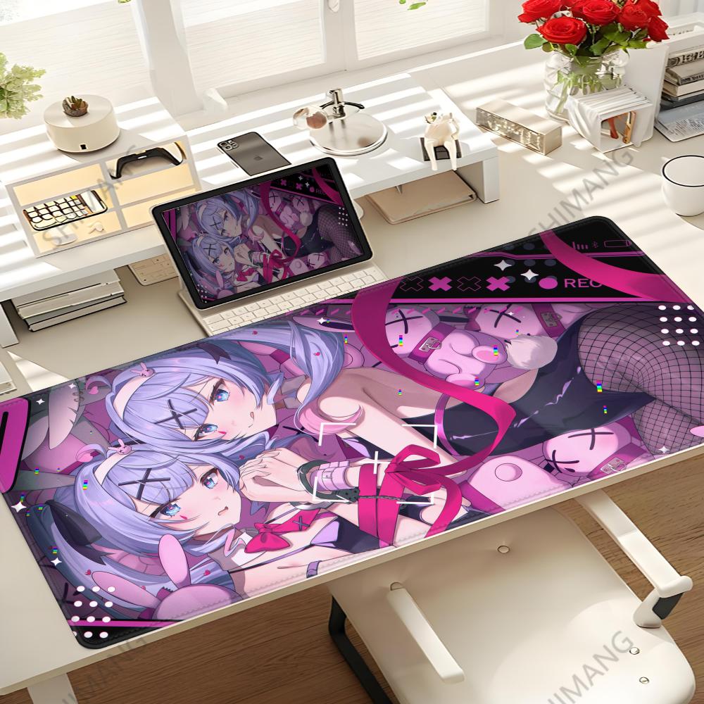 Cute Kawaii Rabbit Hole Antislip Rubber Mouse Pad Miku Large Gamers Decoracion Extended Mause Desktop Mats With Lock Edge
