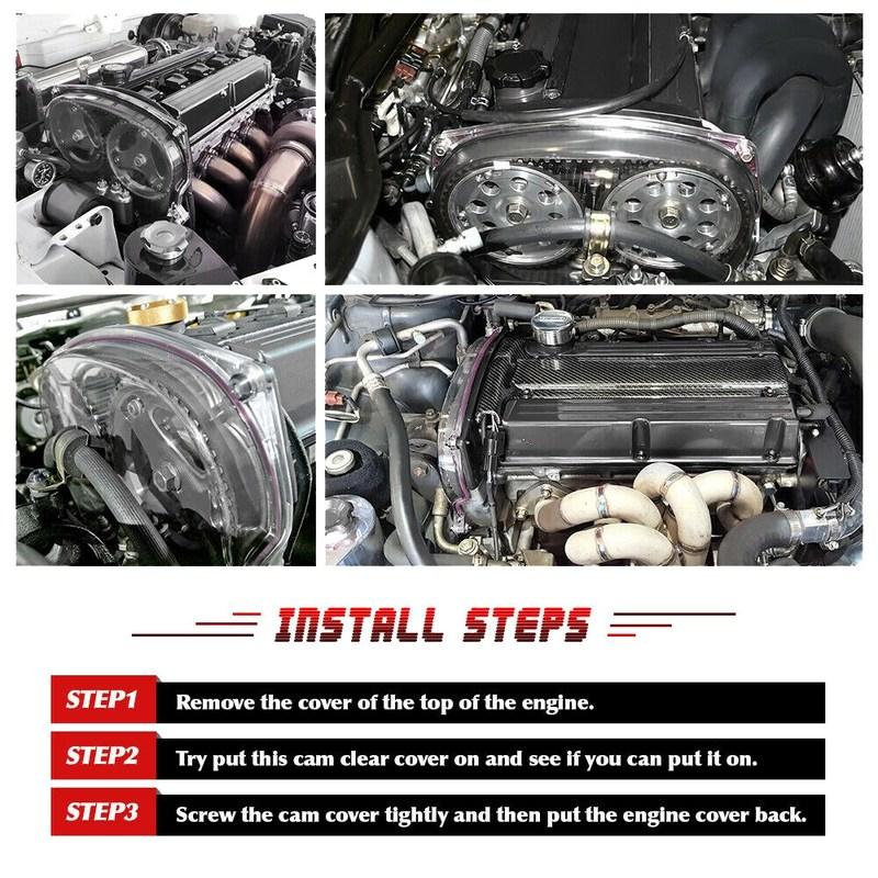 NEW-Clear Cam Gear Timing Belt Cover Turbo Cam Pulley For Mitsubishi DSM Evolution Lancer 4G63 Engine EVO 4 5 6 7 8