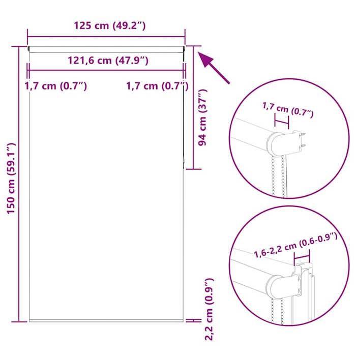 VidaXL Roller Blind Off-white 125x150 Cm Fabric Width, Day and Night Blind, Kitchen Blind, Blind 4011653