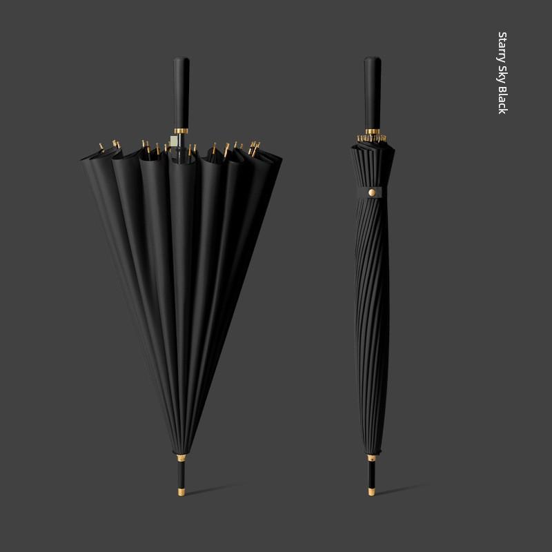 24-Rib Automatic Umbrella, Large Business Straight Umbrella, Double-Handle Factory-Printed Logo Advertising Long-Handle Umbrella