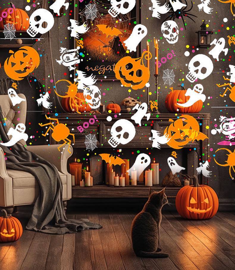 Festive LED Snowflake Projection Lamp with 16 Patterns - USB Halloween & Christmas Atmosphere Rotating Stage Light