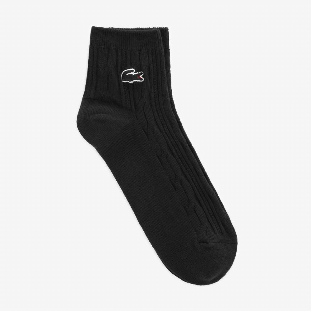 

LACOSTE Womens Solid Cable Organized Ankle Socks RA792E53N 031