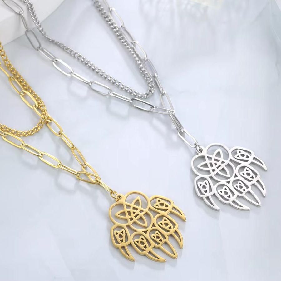 Dawapara Wolfskralle Slawische Halskette Hohl Keltischer Knoten Edelstahl Abwehrender Bär Herren Religiöser Talisman Halskette