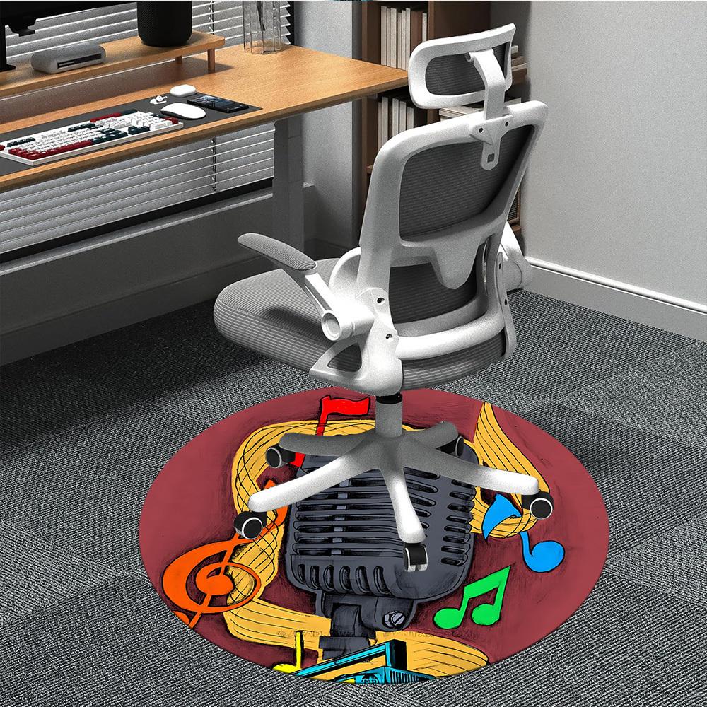 

1pc Music Studio Office Round Area Rug, Indoor Mat Suitable ForOffice, Under Office Chairs Bedroom Living Room Home Decor T169 80cm by 80cm