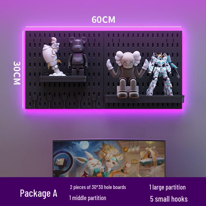 Punch-Free Perforated Board Rack: DIY E-Sports & Study Room Wall Decor for Game Equipment Display