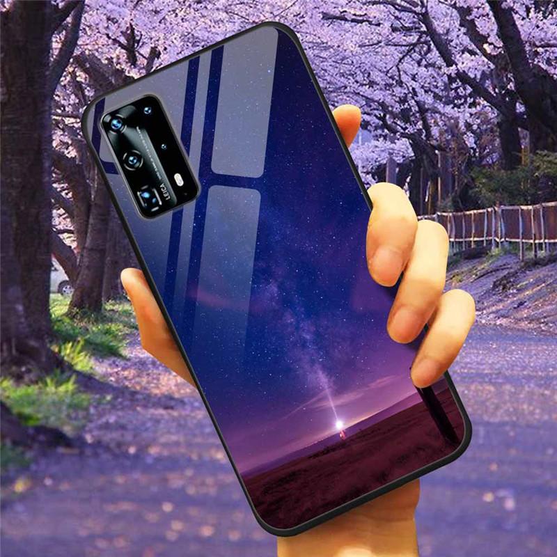 For Huawei P40 Lite / P40Pro Case P 40 Tempered Glass Starry Marble Hard Back Cover for Huawei P40 Pro / P40Lite E Cases Coque