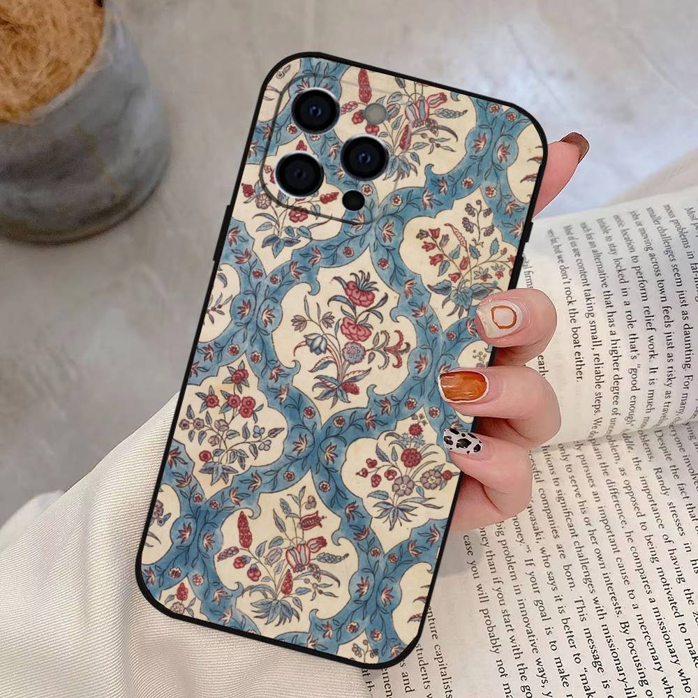 Persian Carpet Floral Pattern Phone Case Silicone Soft For IPhone 17 16 15 14 13 12 11 X XR Plus Pro Max Plus