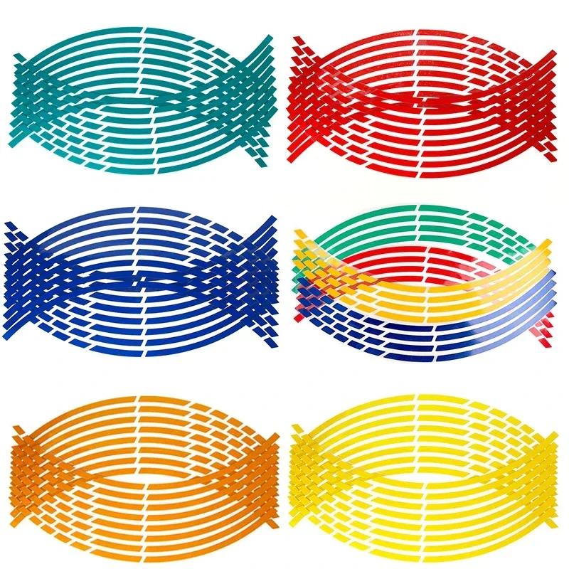 16 ks Samolepky na pneumatiky motocyklu a auta Ozdobné proužky Univerzální reflexní samolepka na kolo Vodotěsná páska na ráfek kola motocyklu 17"18"