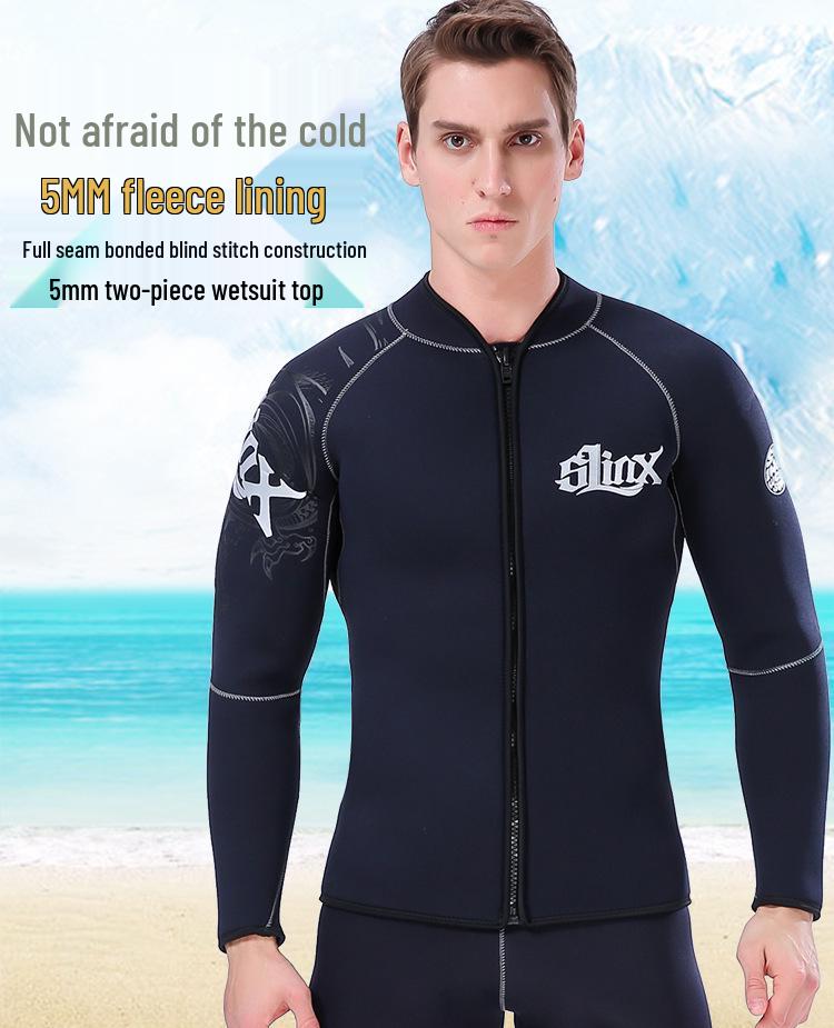 SLINX 5mm Fleece-Lined Warm Wetsuit Jacket for Surfing & Diving