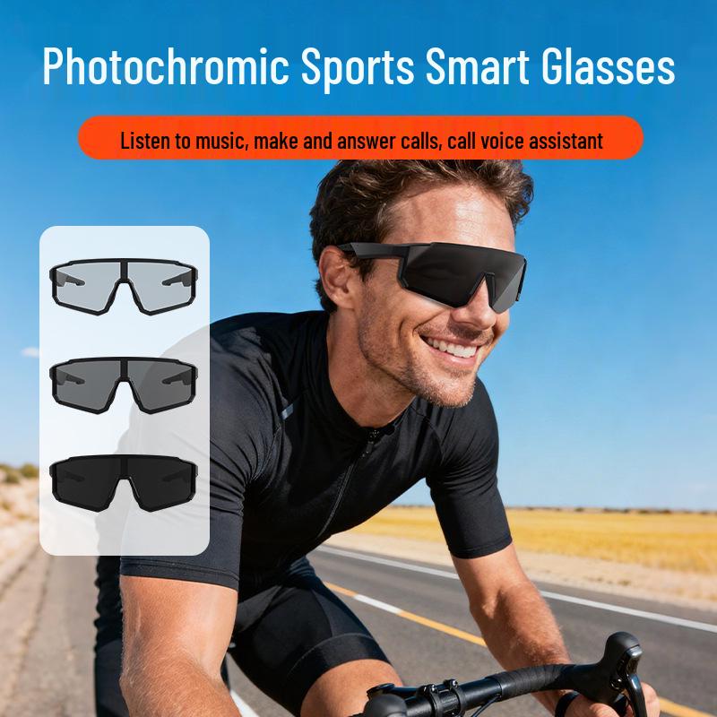 Smart Bluetooth Audio Cycling Goggles: AI Color-Changing, Windproof Glasses with Built-in Earphones