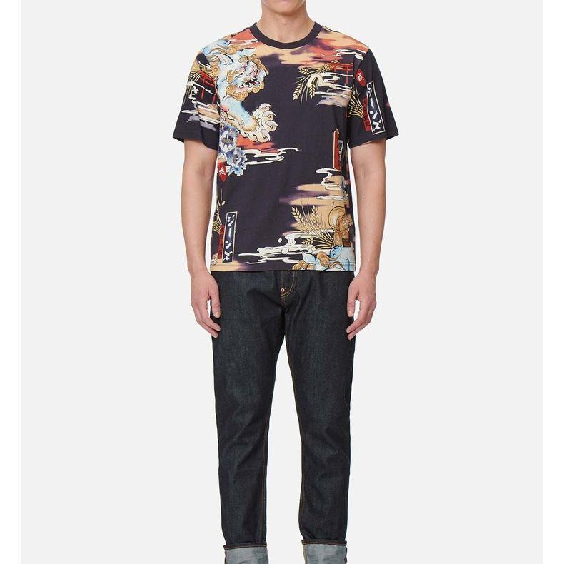 Evisu T-Shirts Men's Multicolor Crew Neck Moderate Straight Fit 2ESHTM2TS501XXCT