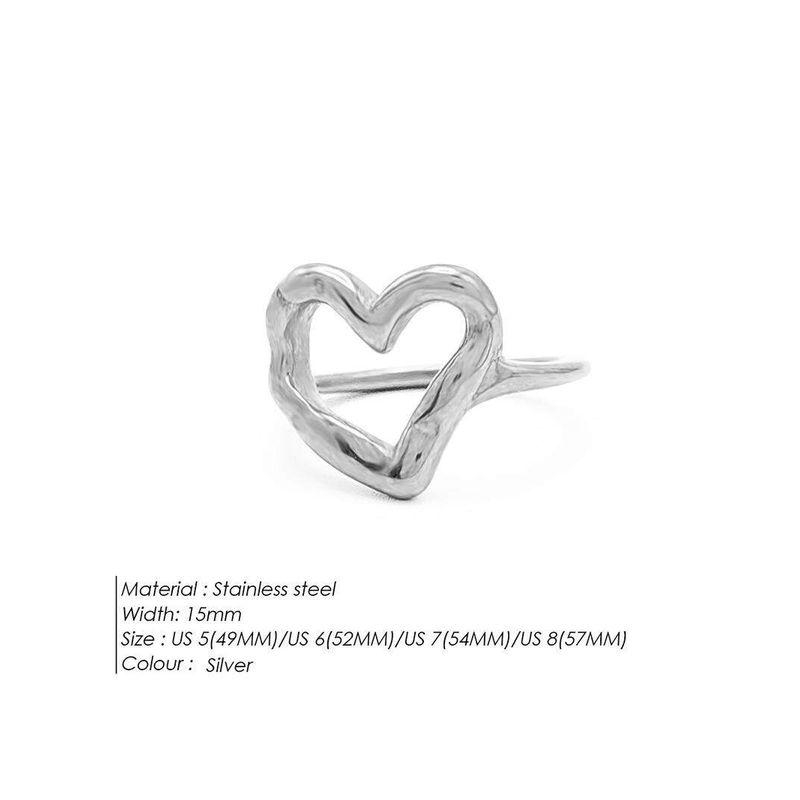Emanco Fashion Niche Style Ins Style 18K Gold Titanium Steel Ring for Women Cut Out Shaped Heart Ring Rings