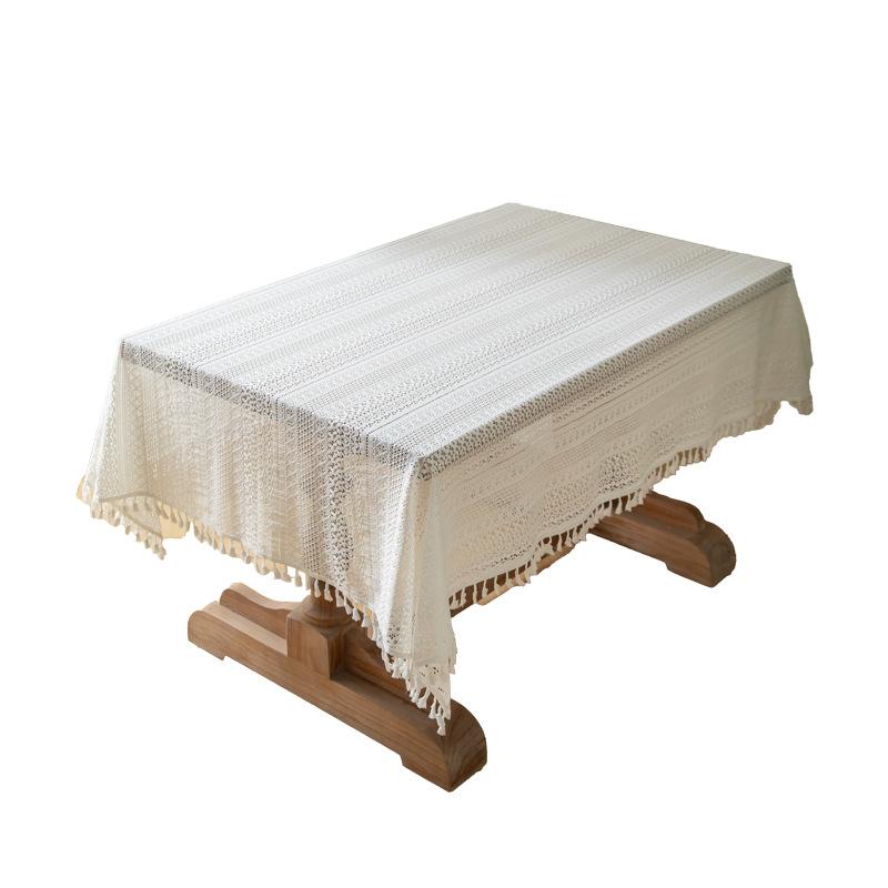 Vintage Lace Tablecloth White Beige Wedding Decoration Fabric Dining Table Cover Tea Table Cloth Photo Background