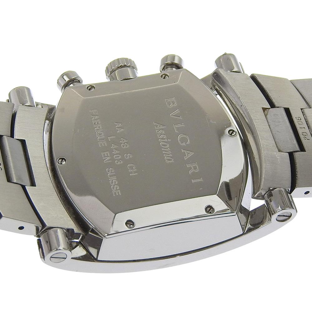 BVLGARI Assioma Watches AA48SCH Silver blackDial Stainless Steel Mechanical Automatic Chronograph mens Used